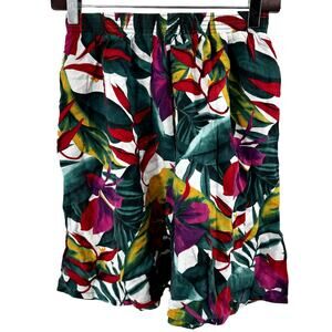 Vintage Requirements Tropical Shorts High Waist Elastic Pocket Multicolor Medium